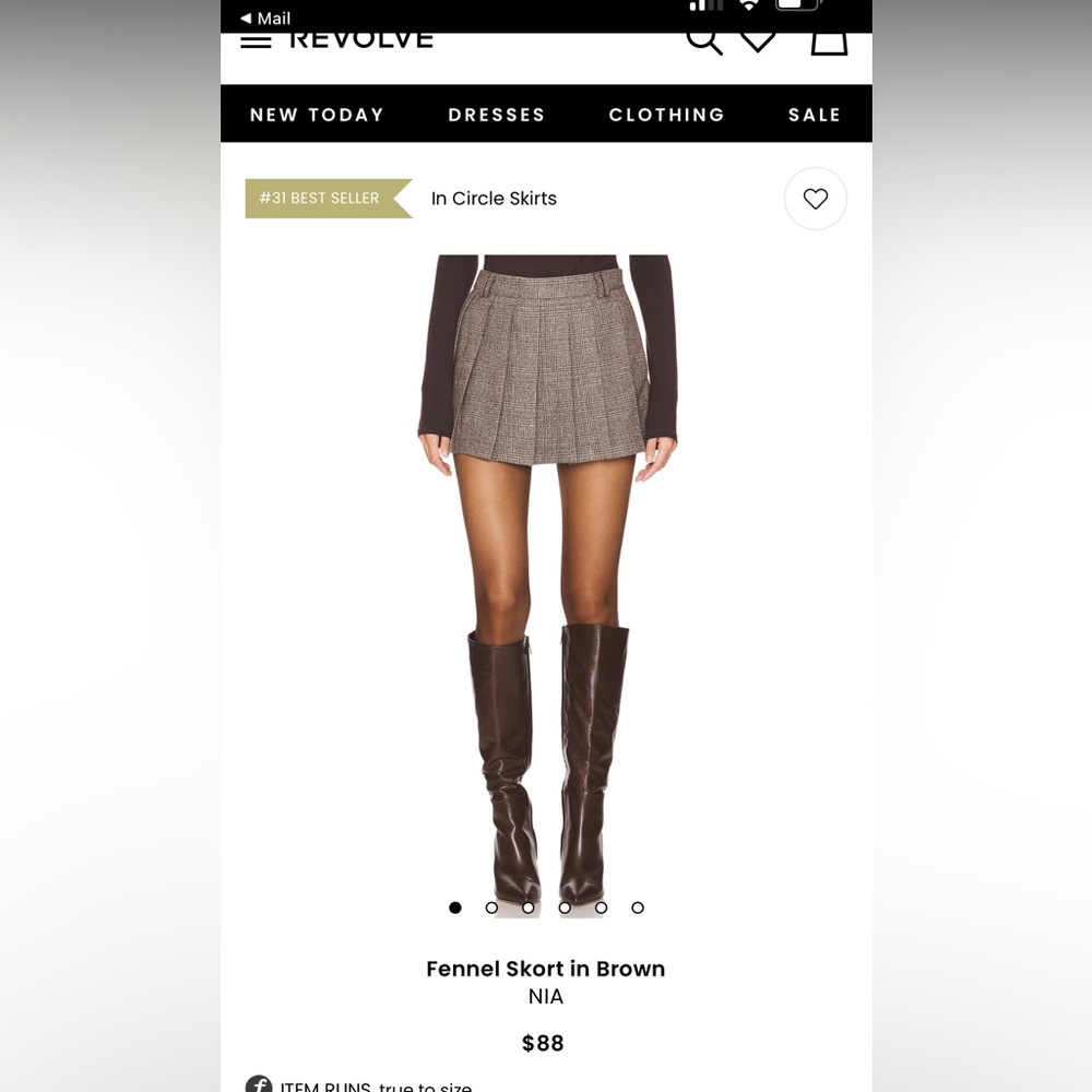 NIA Brown Plaid Skort - New With Tags - XS